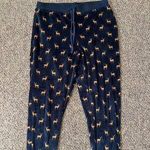Holiday Navy Blue Reindeer Print Pajamas